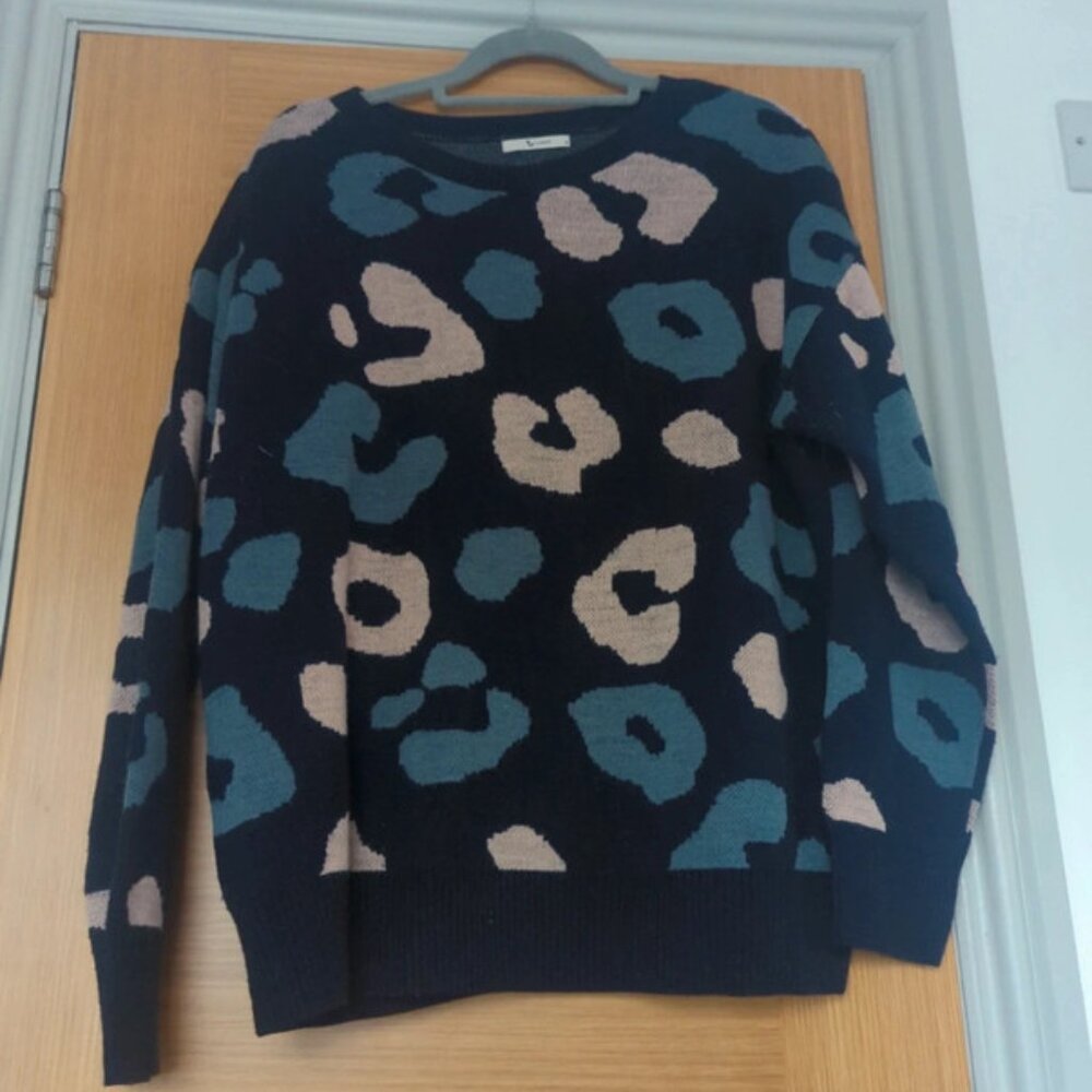 Pink and Blue leopard print jumper